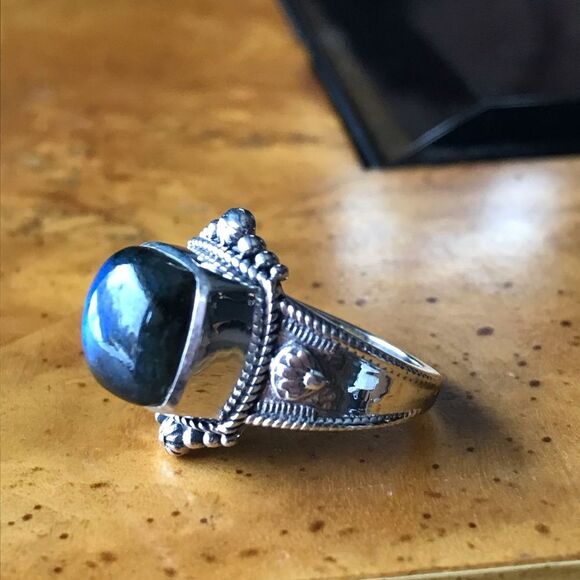Natural Labradorite Sterling Silver Ring Size 6 - Picture 8 of 9